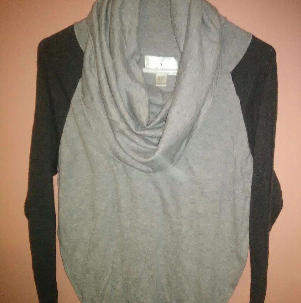 Ruby Moon XS Cowl Neck Grey Button Sleeve Sweater
